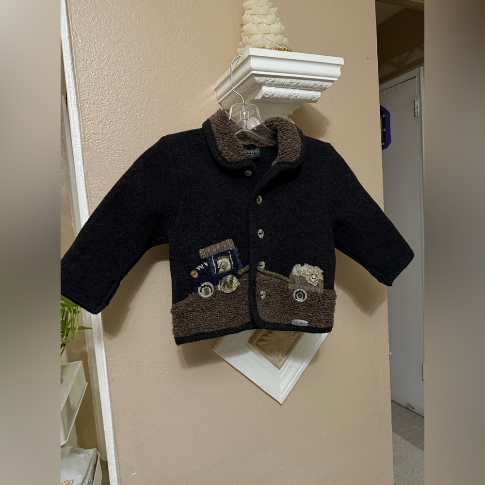 Giesswein Dark Gray Kids Jacket with Brown Accents